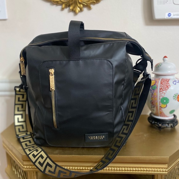 Versace Perfum Convertible Black Medium Backpack Detachable Strap - Picture 2 of 7